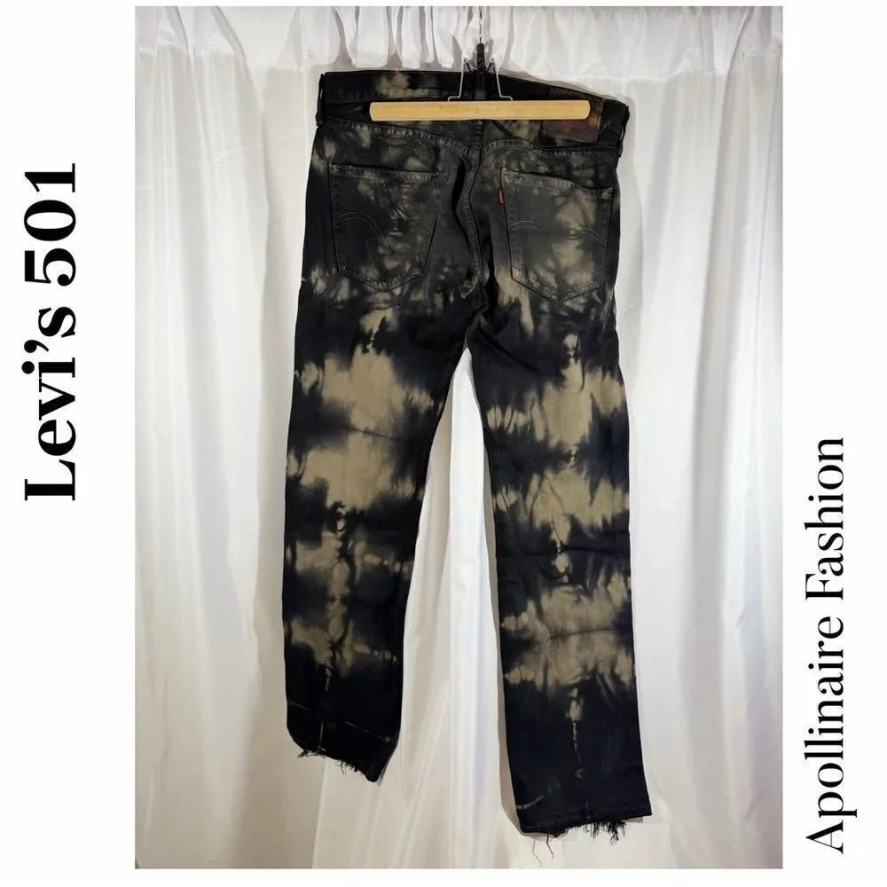 Levi's 501 Button-fly Tie Dye Denim Size 34 Black tan